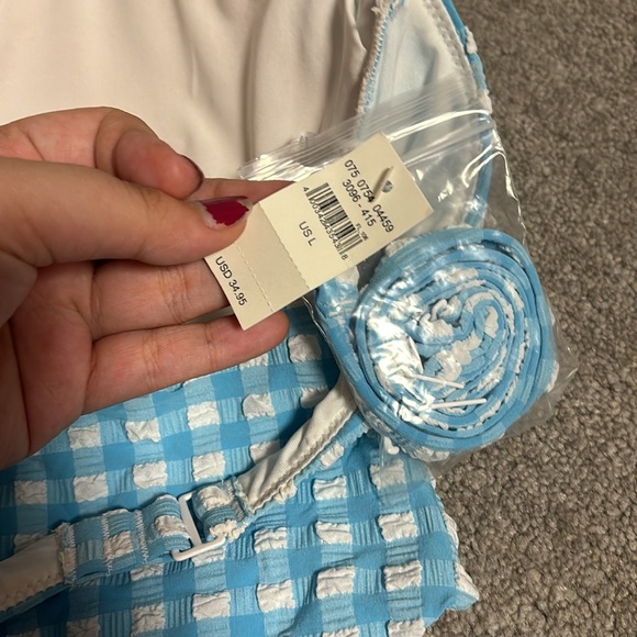 Aerie NWT gingham bikini set 💙🤍 L TOP, M BOTTOM - Picture 6 of 6